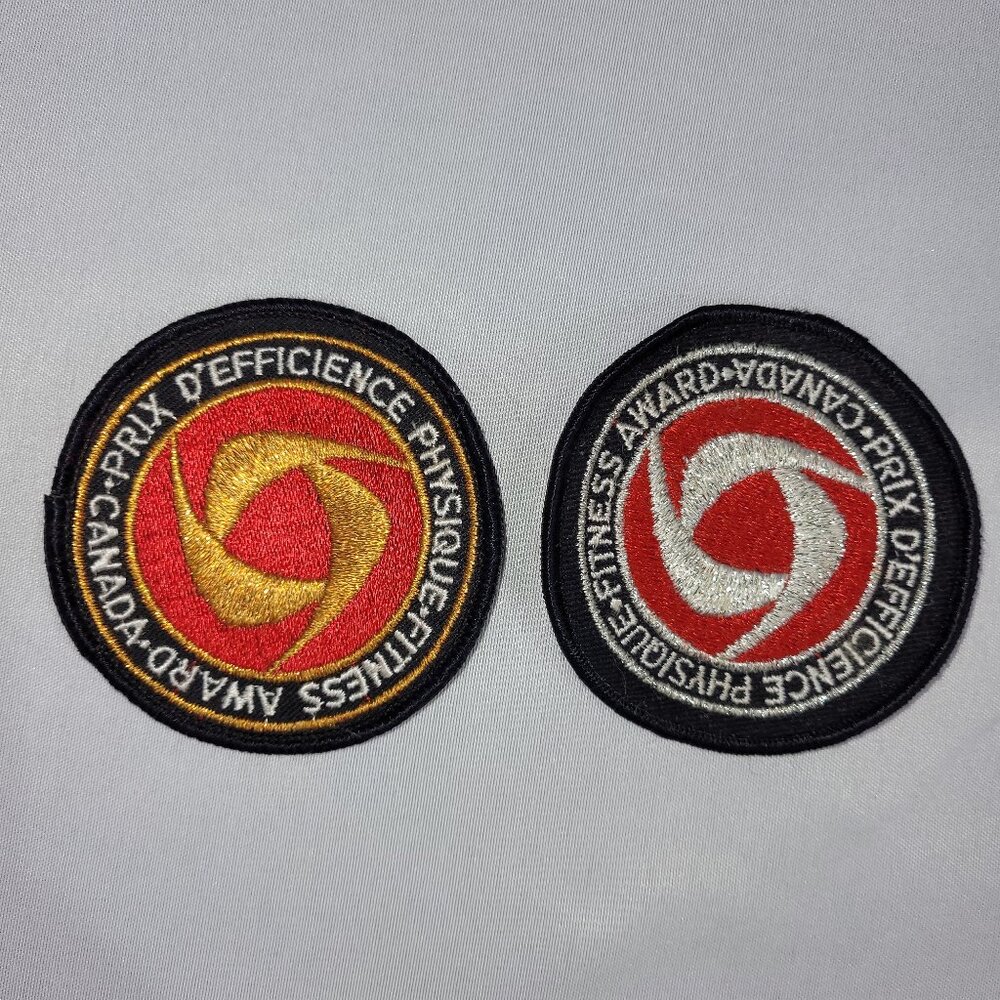 Canada Physical Fitness Award 1970s Vintage Patch Set 2 Gold Silver Patches